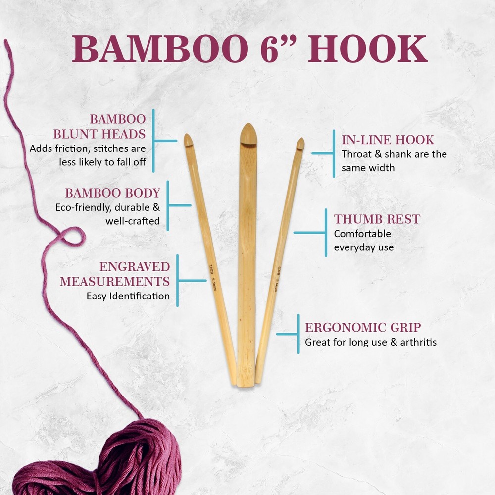 JubileeYarn 15pc Bamboo Crochet Hook Set