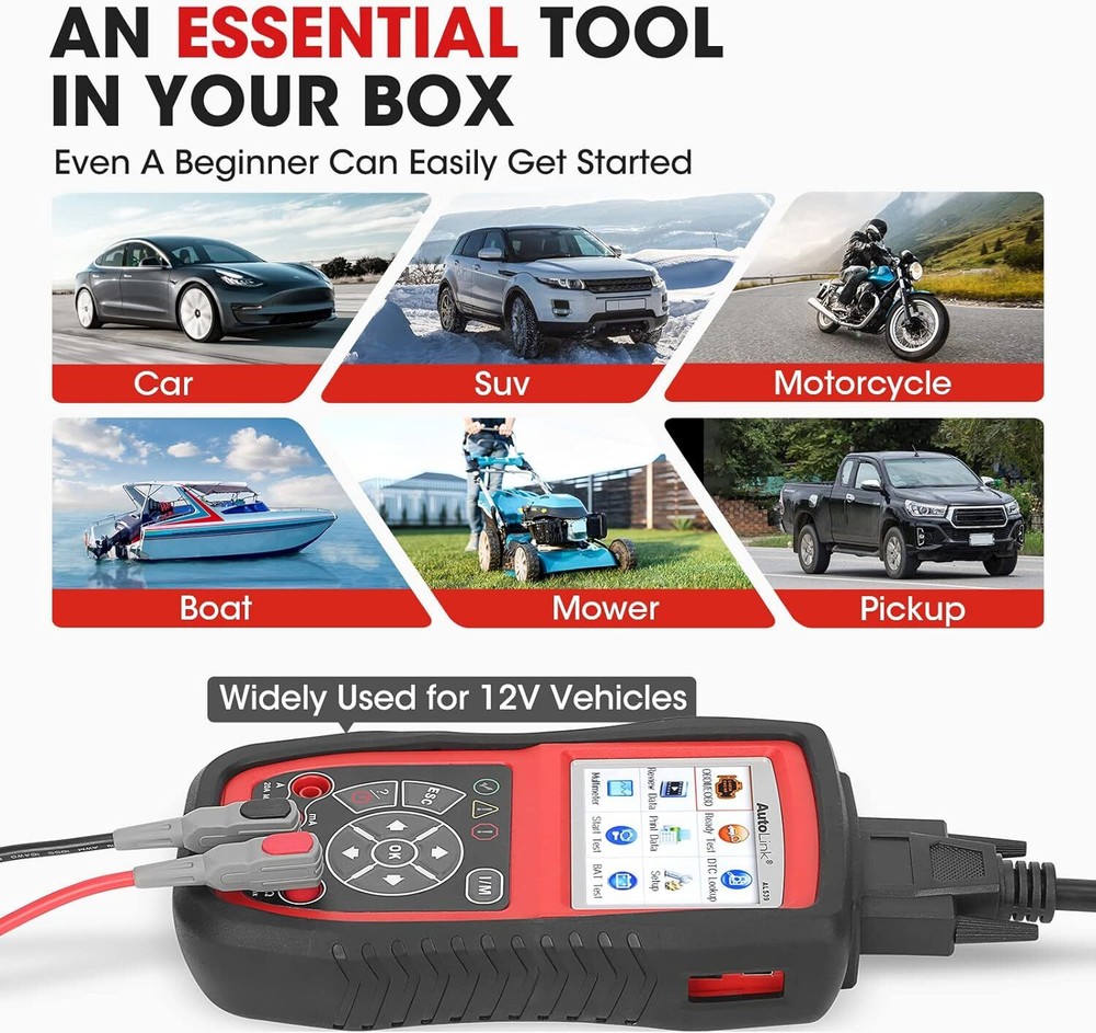 Autel AutoLink AL539B Battery Electrical Circuit Tester OBD2 Code Reader Scanner