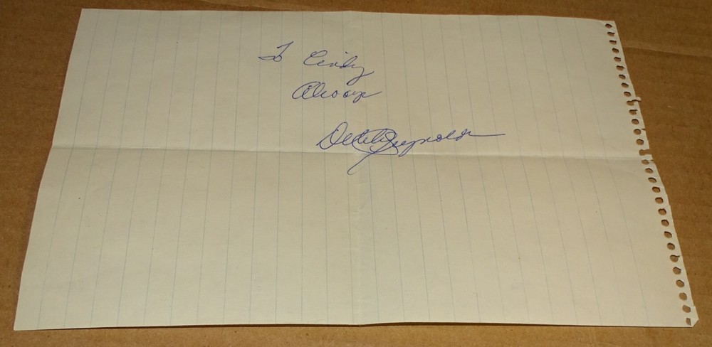 Debbie Reynolds personalized autograph on scrap paper