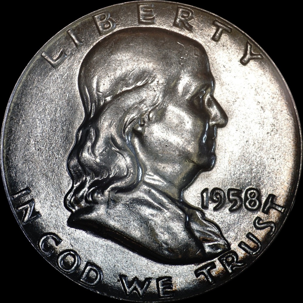 1958 Franklin Silver Half Dollar UNC, Type 2, Multiple coins ship free, A205