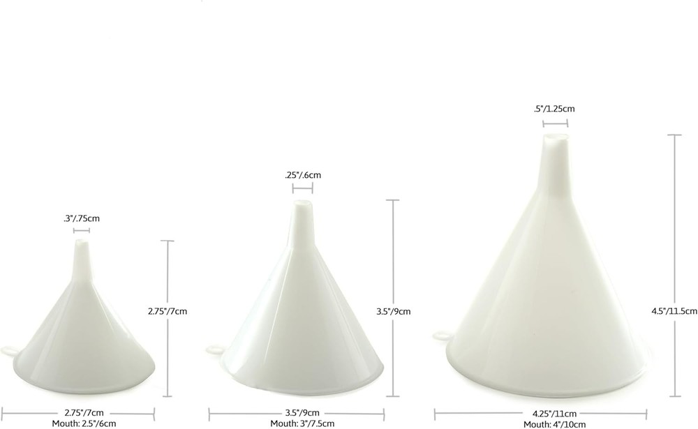 Top Rack Dishwasher Safe Funnel Set - 3 Durable Plastic Sizes for All Uses