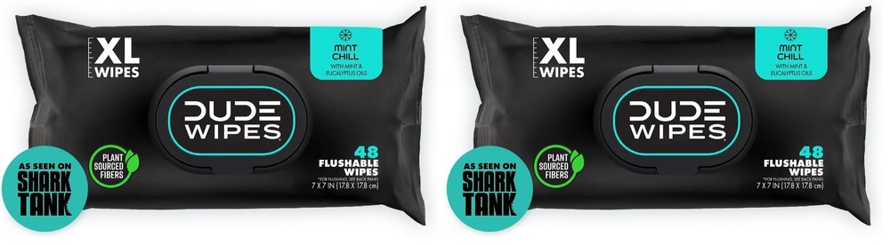 DUDE Wipes, 48 2 Pack | Flushable | Mint 48 Count (Pack of 2), White