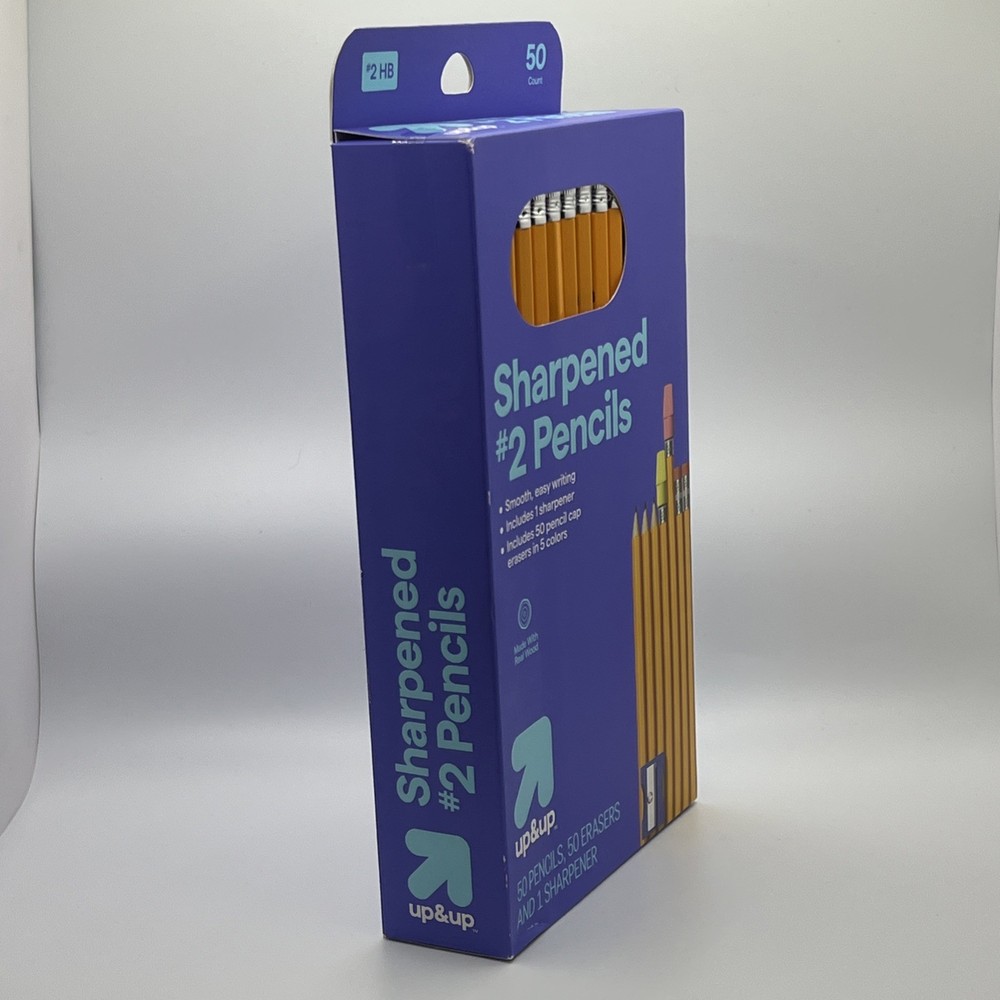 Up&Up Sharpened #2 Pencils 50-Pack + 50 Erasers & 1 Sharpener – New Sealed Class