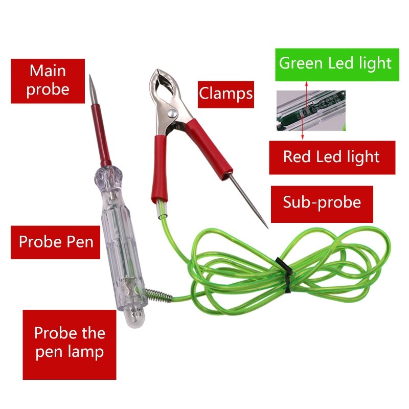 LED Car Test Pencil Spring Wire Vehicle Circuits Low Voltage Tester for Sharp Pr
