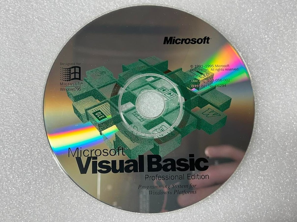 MICROSOFT Visual Basic 4.0 Professional Edition Disc W/CD KEY Windows PC 95 NT 3