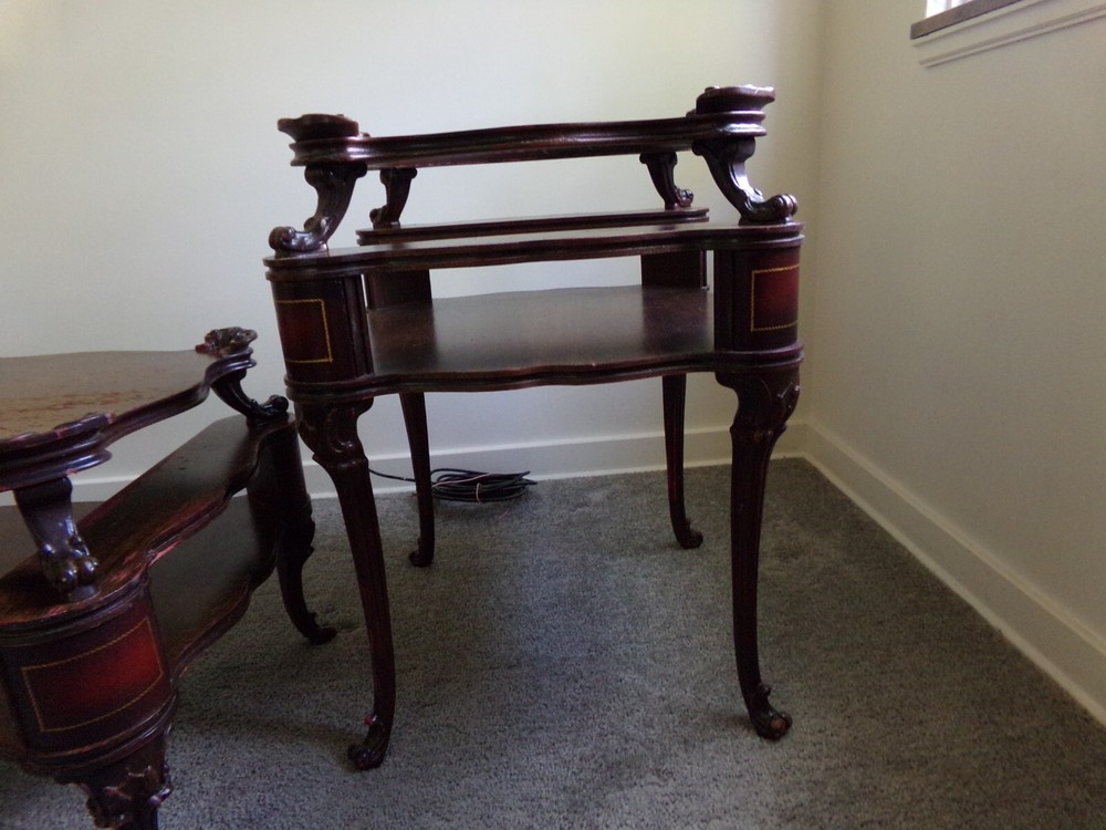 1940'S ANTIQUE COCKTAIL TABLE WITH SIDE TABLES