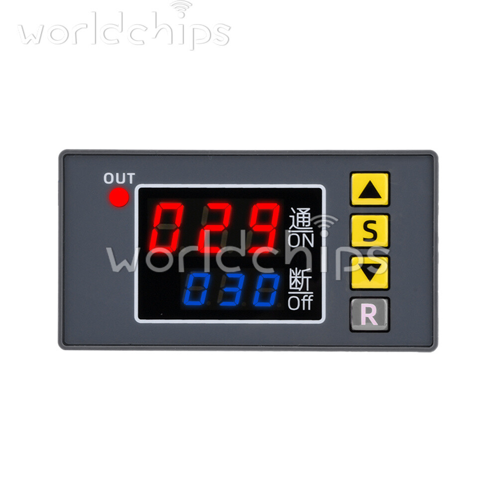 LED Dual Display Cycle Timing Delay Timer Relay Module 0-999 Hours 12V 110V-220V