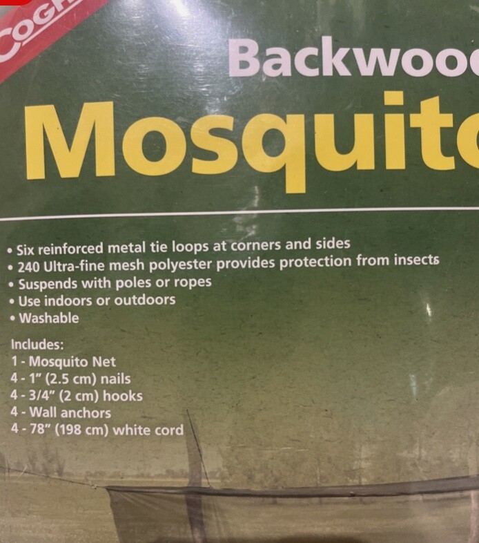 COGHLAN'S RECTANGULAR MOSQUITO NET FOR CAMPING 32" X 78" X 59" # 9755 New