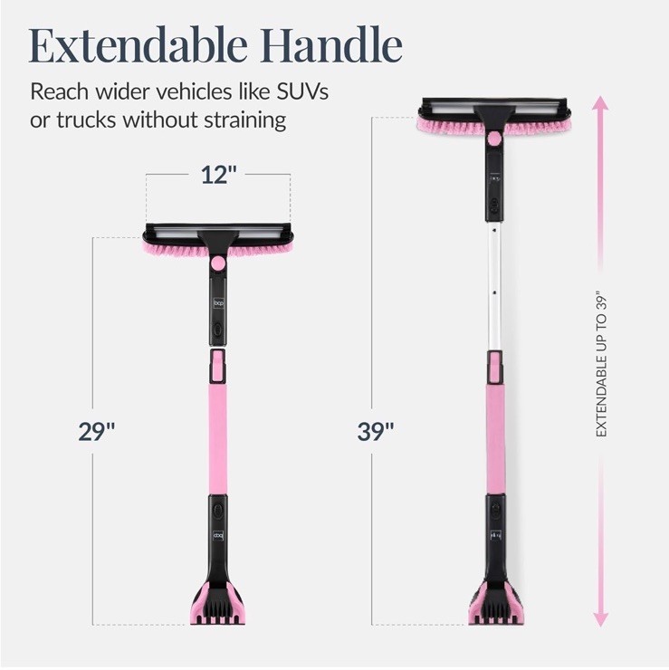 39" Extendable Snow Brush Ice Scraper Squeegee Car Winter Kit, New