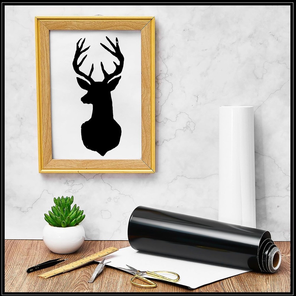 Gueevin Glossy Vinyl Roll Permanent Self Adhesive 24" x 50 ft, Black