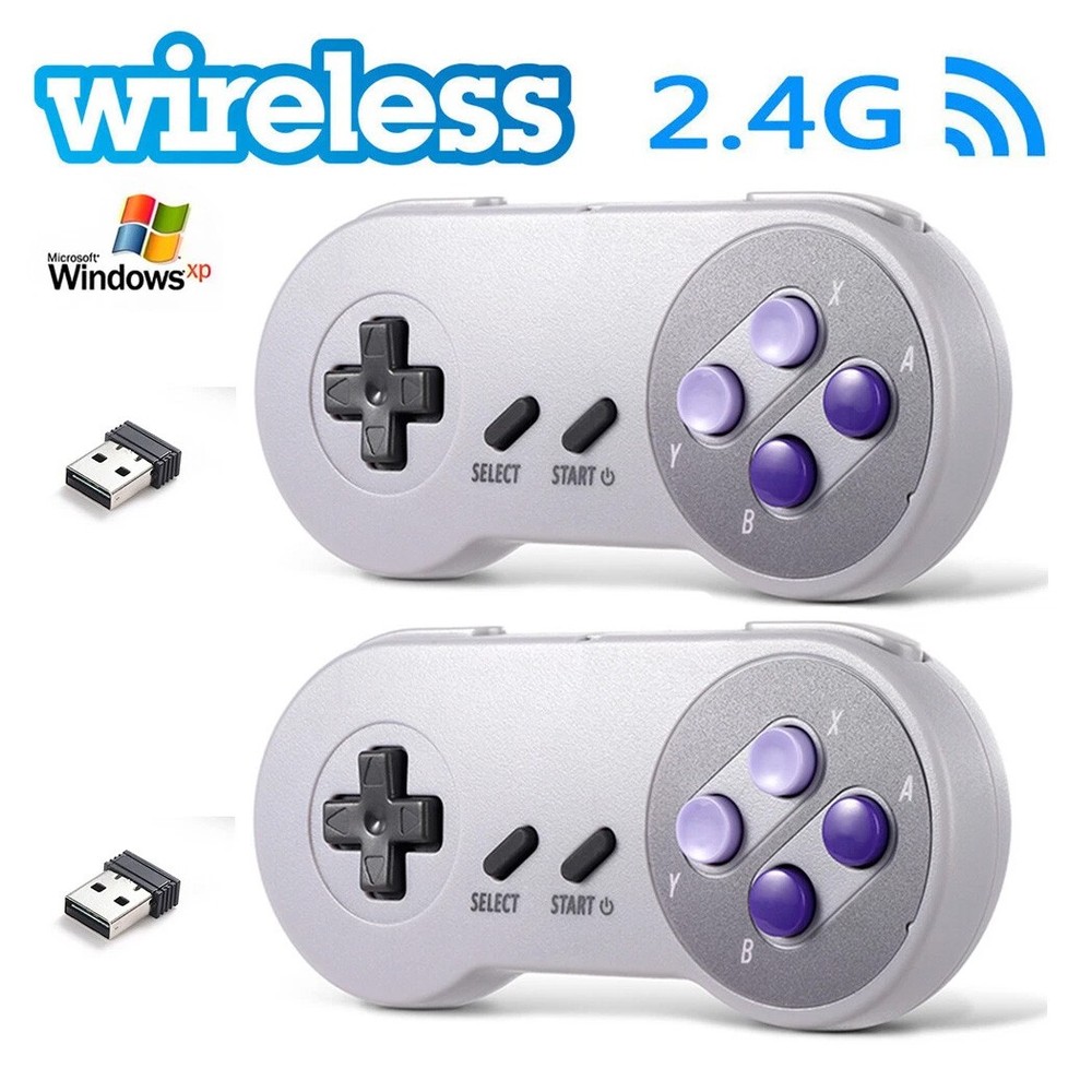 2x Wireless Classic USB SNES Controller Joypad For PC / MAC Super Nintendo Games