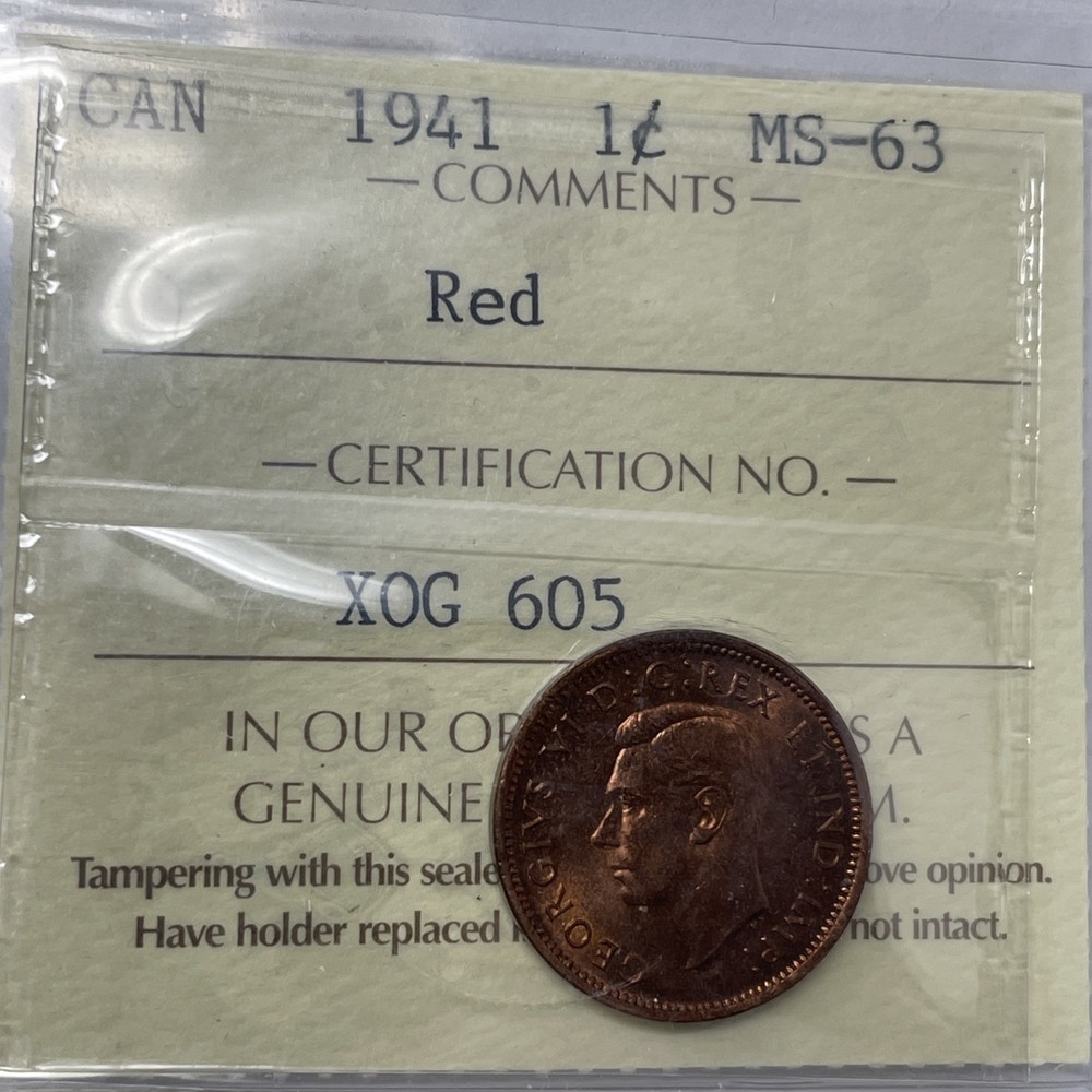 1941 Canada Small Cent ICCS Certified MS-63. C-2145