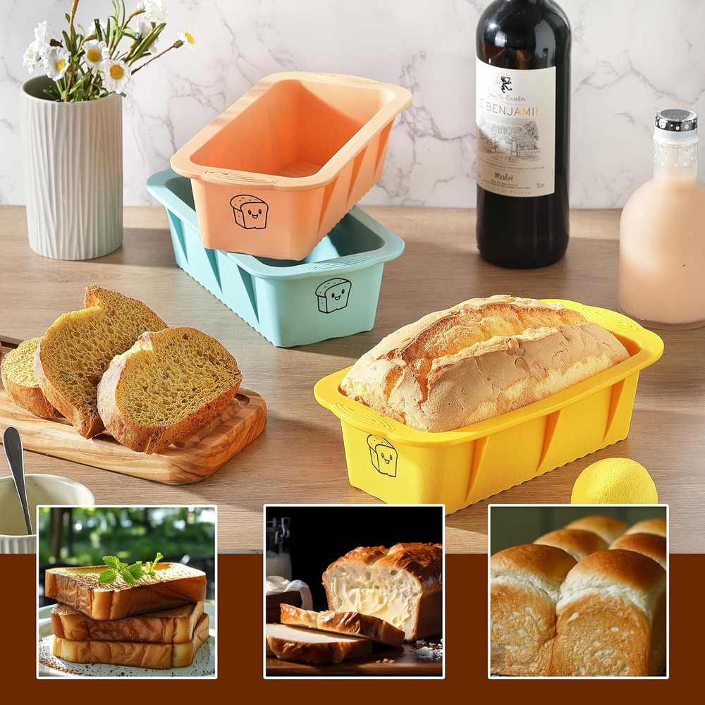 3PCS Silicone Bread Loaf Pan: Non-Stick, Easy Release, Dishwasher Safe