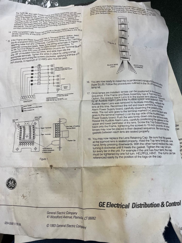 GE LIGHT TOWER FRAME & BASE KIT SLB1CGM0 BEACON LIGHT /STACK LIGHT