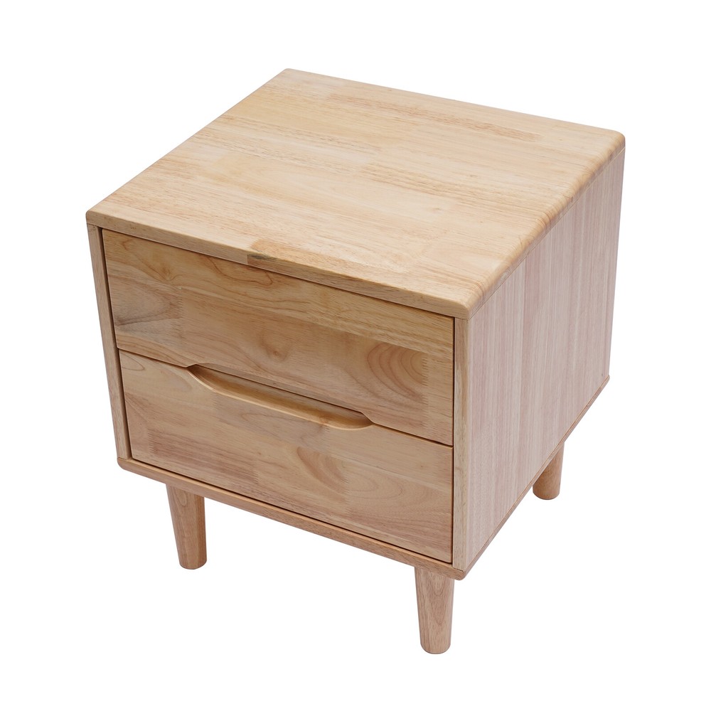 Nordic Style Solid Wood 2 Drawers Bedside Table Nightstand Home Decor