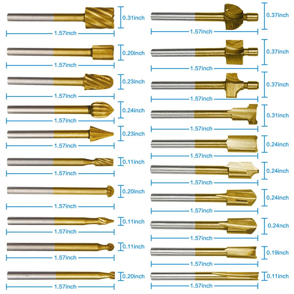 10Pcs HSS Router 10 pcs Bits & 10 Engraving Bits, 20 Rotary