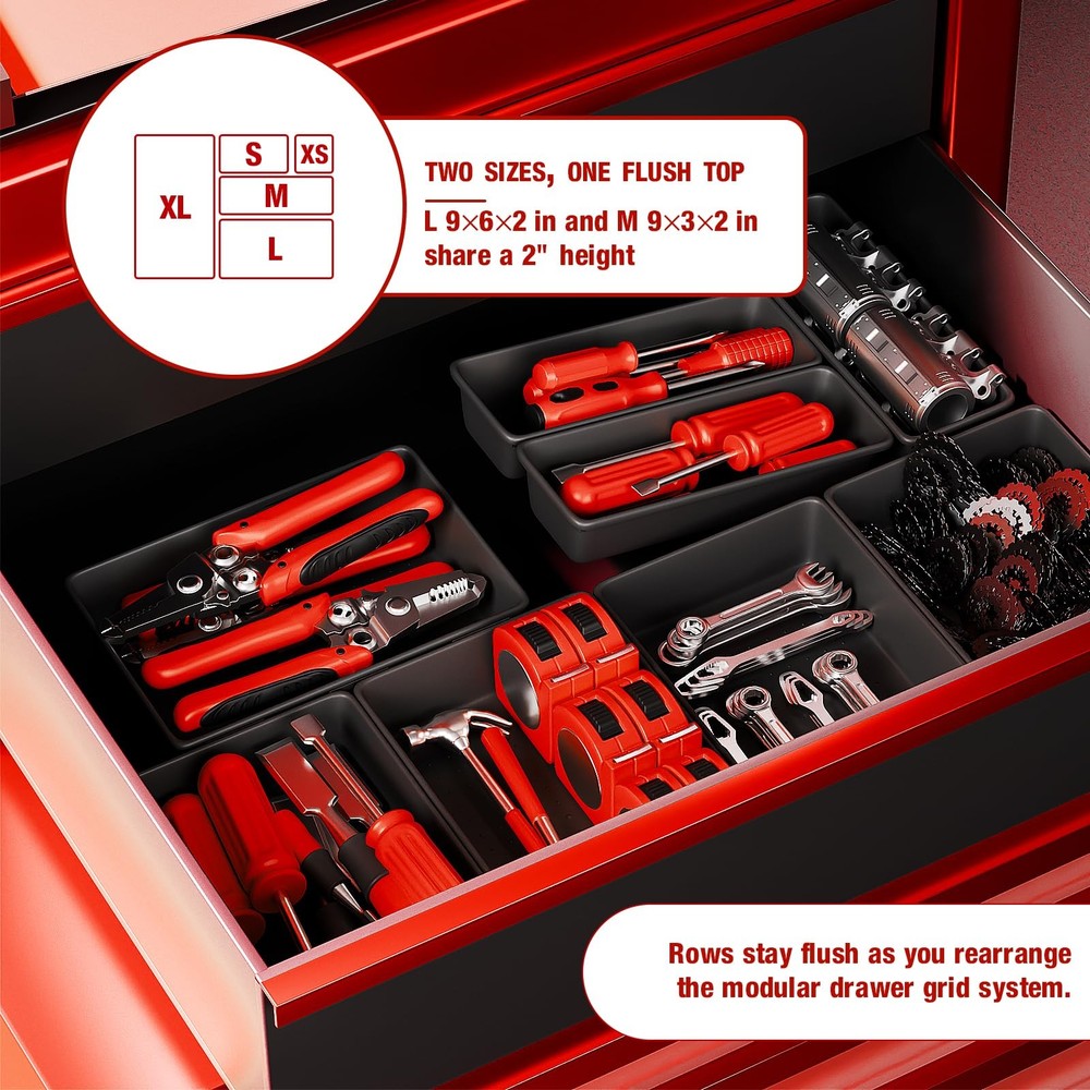 10 PCS Tool Box Drawer Organizers, Large & Medium Tool Trays for Tool Box Org...