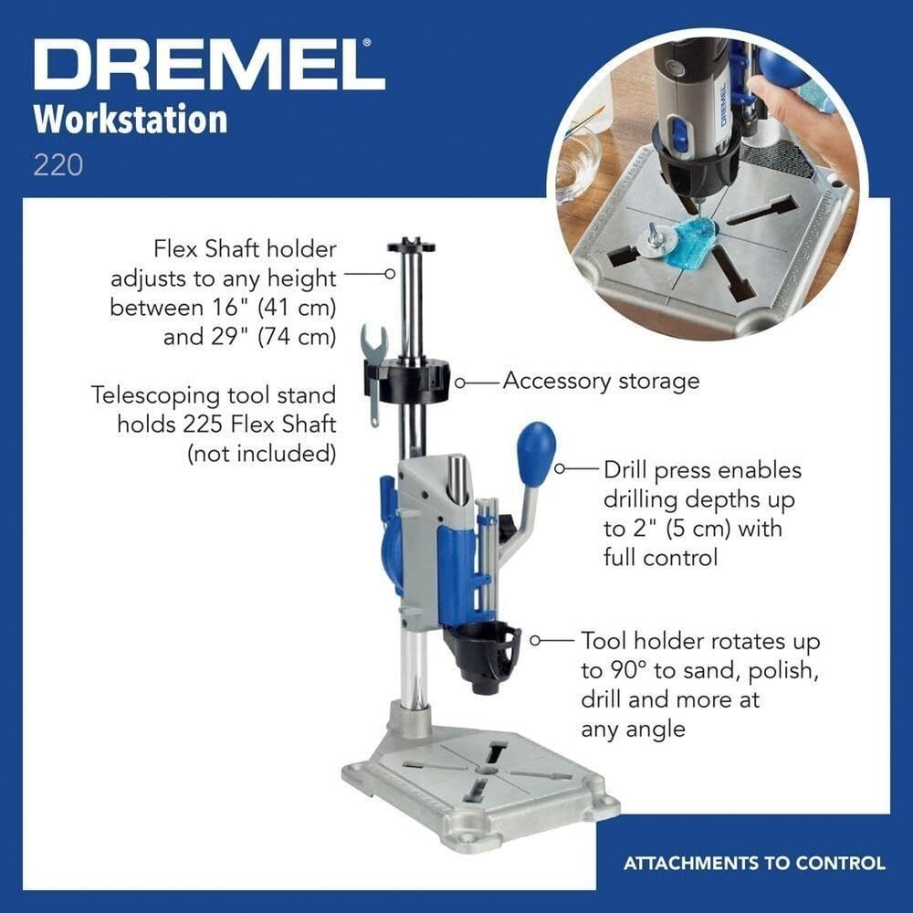 Drill Press Rotary Tool Workstation Stand with Wrench Mini Press & Tool Holder