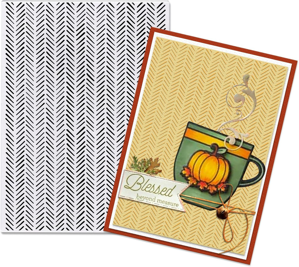 Chevron Herringbone Background Embossing Folder, Plastic Textured Impressions Ba