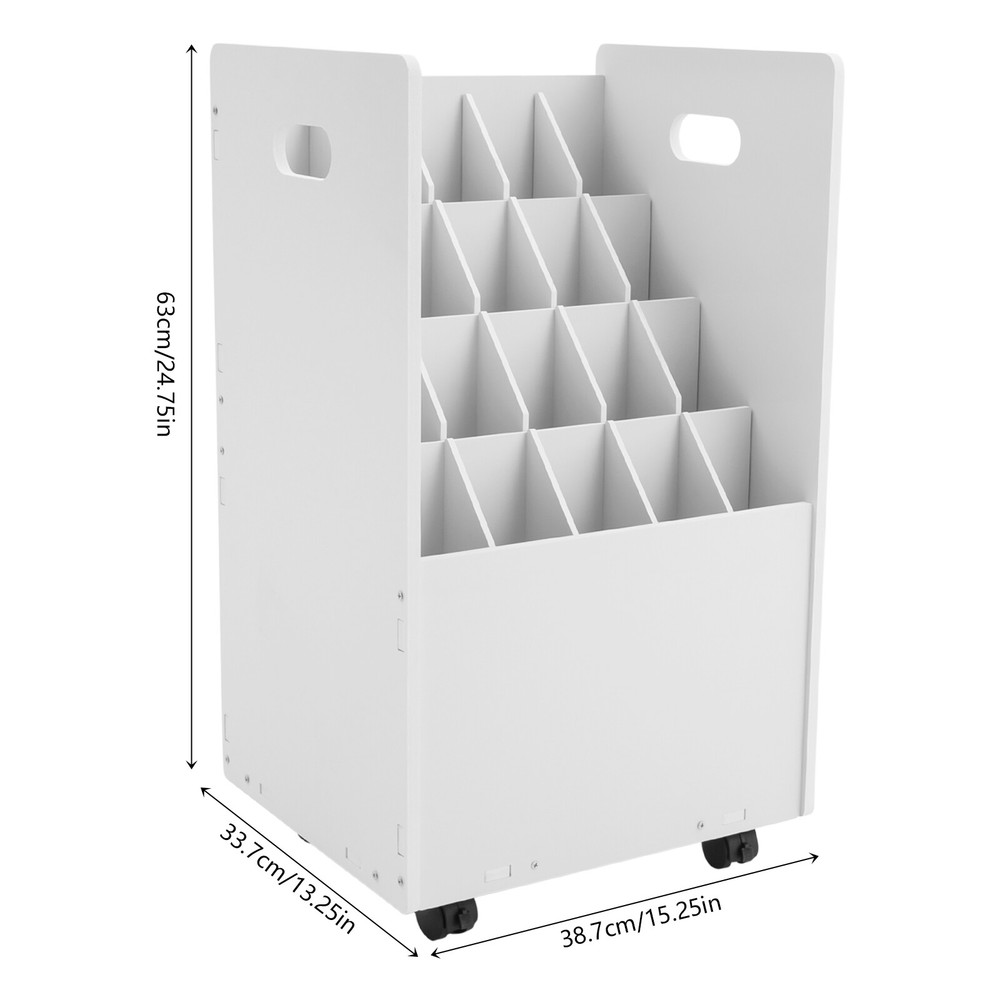 Blueprint Holder 20 Slots Document Storage Cart Rolling File Organizer White