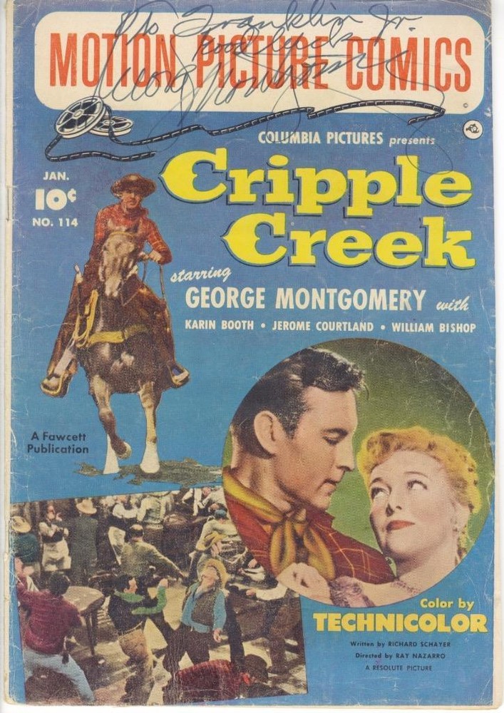 GEORGE MONTGOMERY-ORIGINAL AUTOGRAPHED COMIC BOOK-"CRIPPLE CREEK"