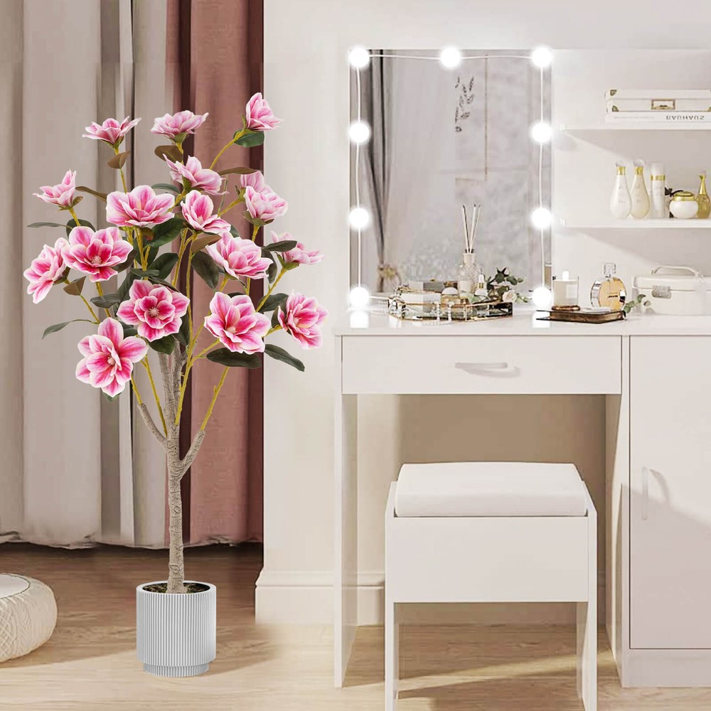 2PCS 51" Artificial Magnolia Tree w/ Elegant PEVA Leaves Multi-branch Trunks