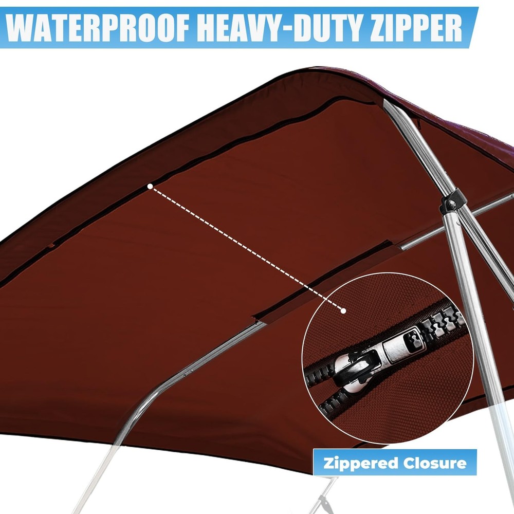 3 Bow Bimini Top Replacement Canvas with Stern Light Hole and Storage Boot, 9...