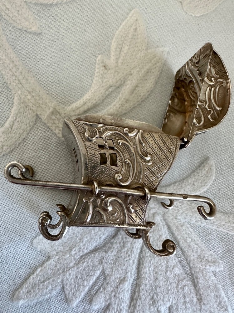 Vintage Silver Palanquin Curio Box