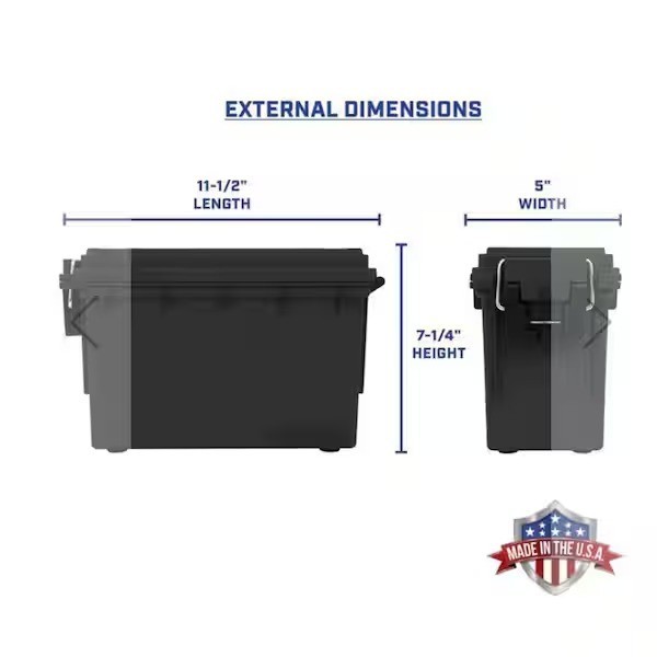 Black Plastic 30 Cal Ammo Can Lockable Stackable Storage Box with Handle