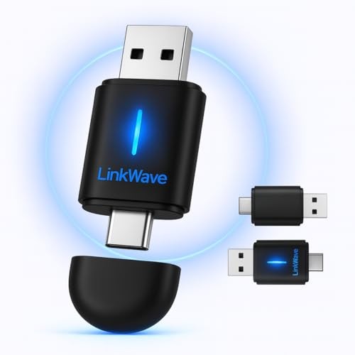 Wireless CarPlay adapter & wireless Android Auto adapter, 2-in-1 USB-A/USB-C