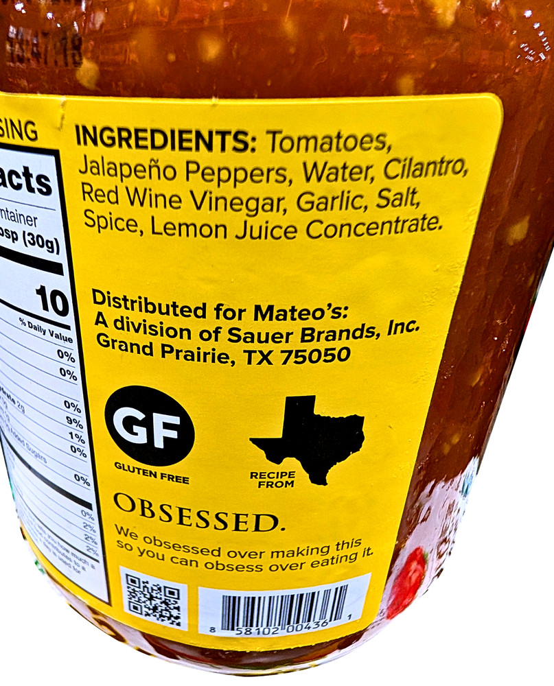 Mateo's Gourmet Salsa Medium 32 Oz EXP 07/2027
