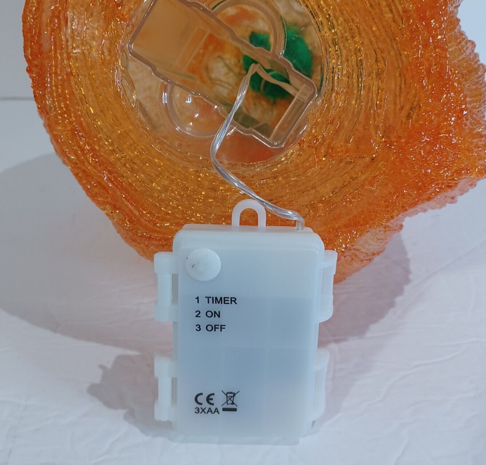 14” Elegant Spun Acrylic Led Lighted Halloween Pumpkin With Timer