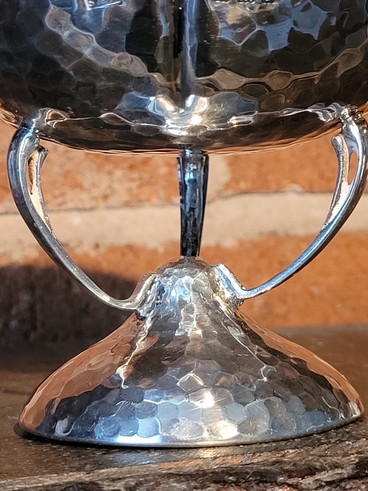 Stunning Solid Silver Bon Bon Dish Alround Hammered Finish C 1908