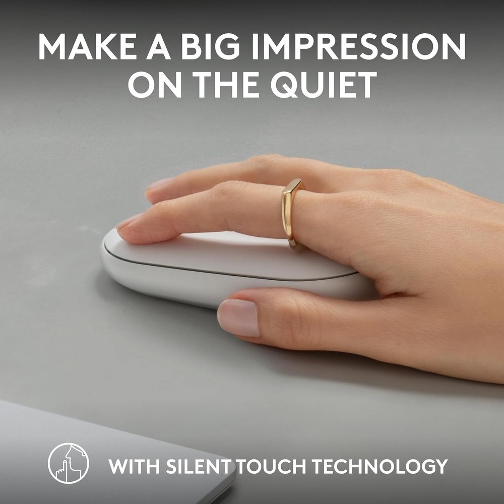 Logitech Pebble 2 M350S Bluetooth Mouse PC/MAC Portable Quiet Clicks Tonal White