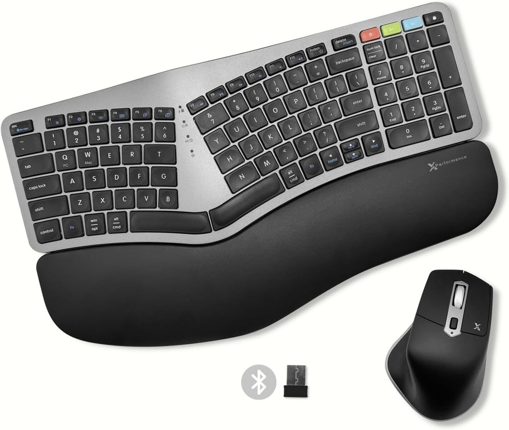 X9 Ergonomic Keyboard and Mouse Wireless Combo 2.4G+BT - Comfortable Bluetooth