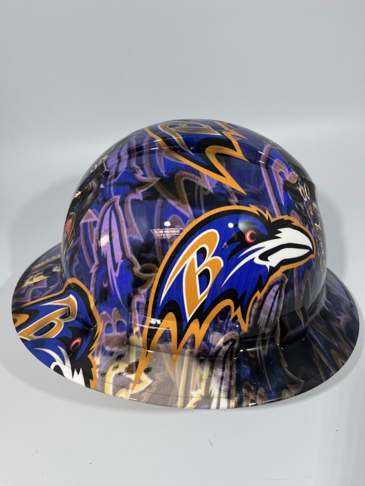 New Full Brim Hard Hat Custom Hydro Dipped BALTIMORE RAVENS