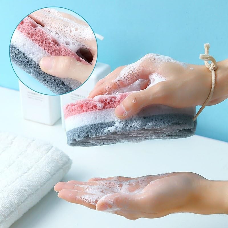 4 Pack Large Size Cleansing Loofah Bath Sponge Exfoliating Rich Foam