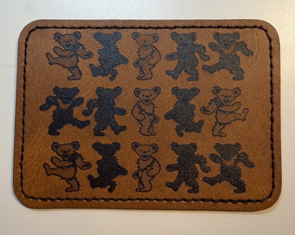 Grateful Dead Dancing Bear Iron on Leather Hat Patch 3.5”x2.5” Custom