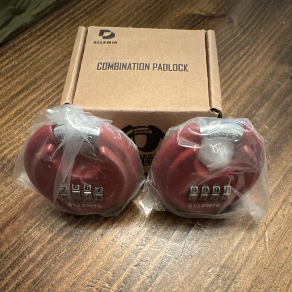 Delswin Outdoor Resettable Combination Disc Lock-RED (2-Pack)