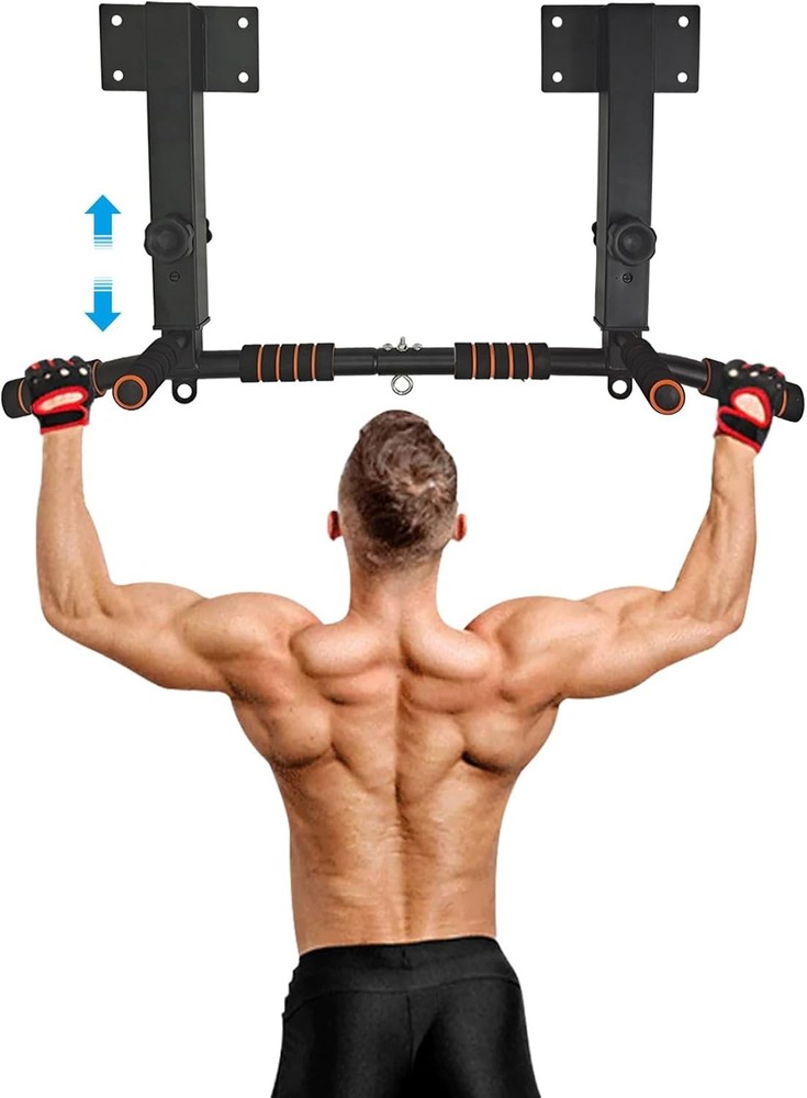 BESTHLS Wall Mounted Pull Up Bar and Dip Station, Heavy Duty Wall Mount Pull-up