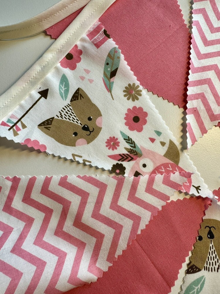 Handmade Cotton Bunting, Pink - 2 Meters Single Sided