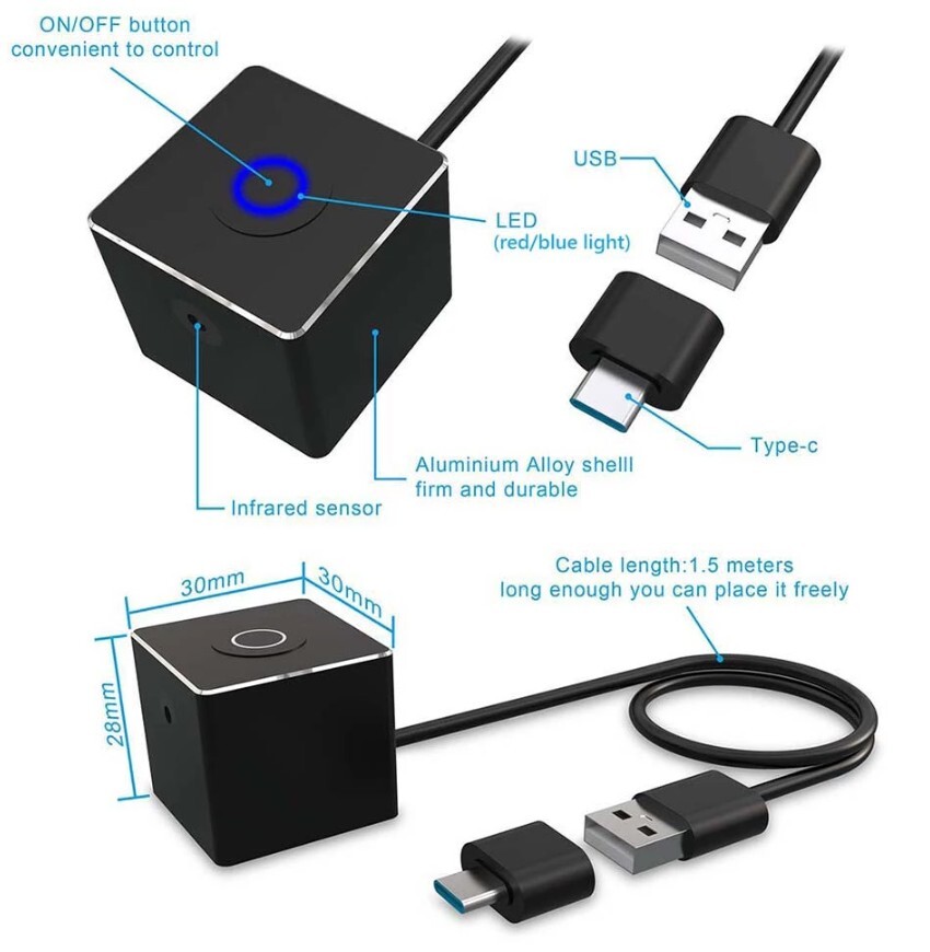 Work From Home USB Mouse Mover w/ 3 Modes & On/Off Switch