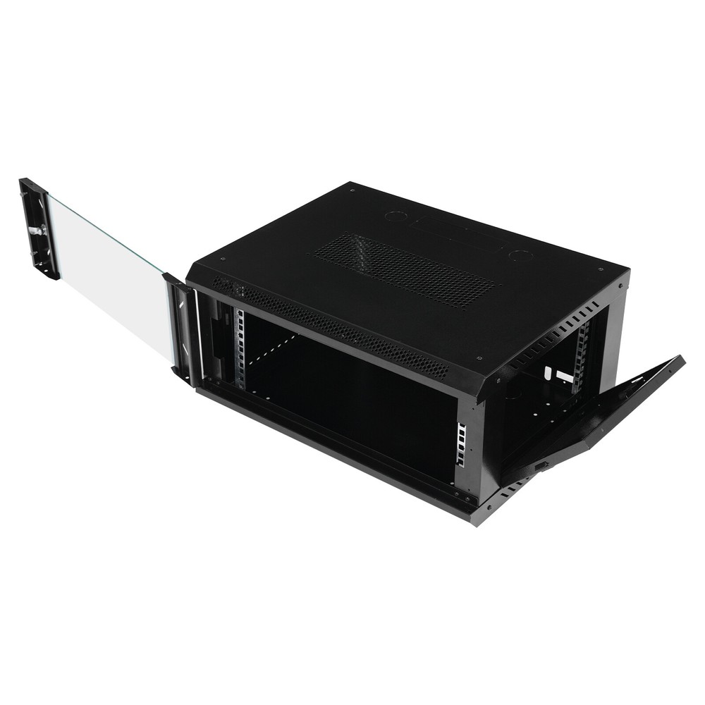 4U Wall Mount Network Server Cabinet, Locking Glass Door, Removable Side Panels