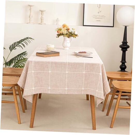 Rustic Farmhouse Tablecloth - Cotton 54" x 86" (Rectangular) Plaids Coffee