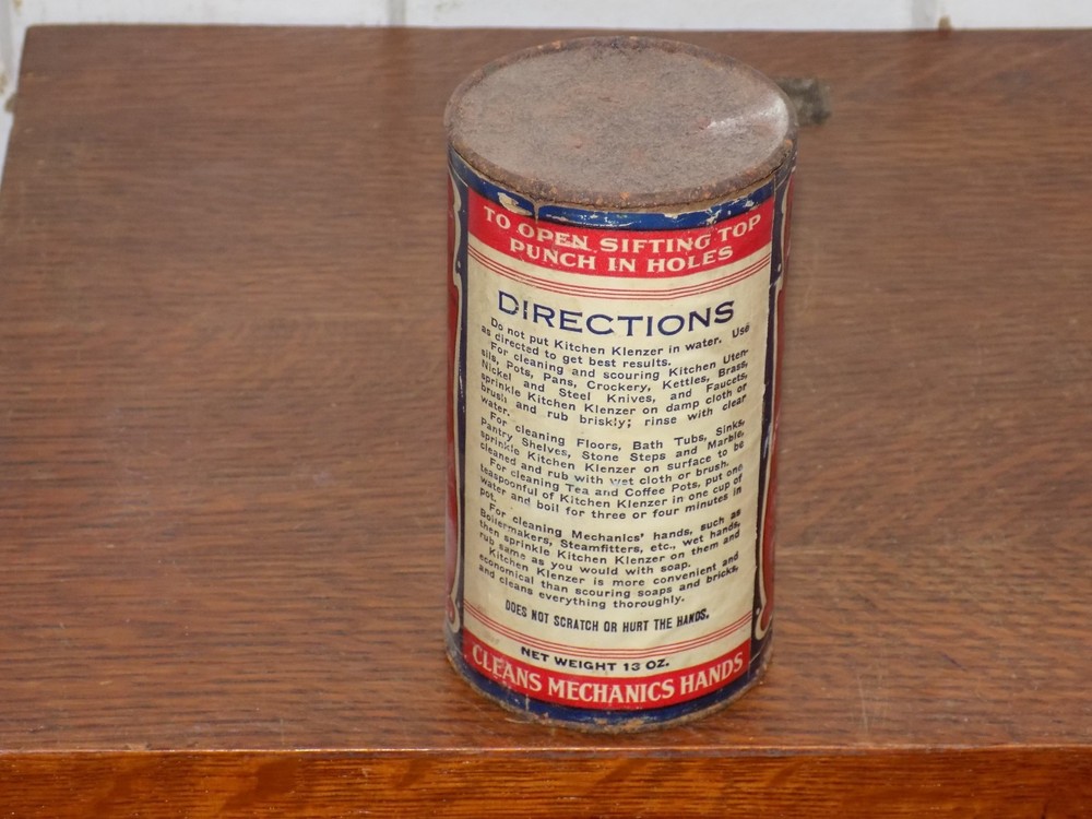 Vintage 1910 Kitchen Klenzer 13 Ounce Cardboard Container