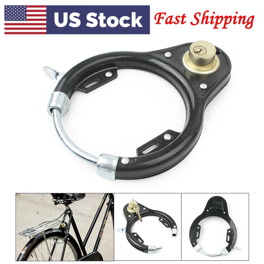 Vintage Bicycle U-Lock Wheel Lock Tool Set Iron Anti-theft Security Protector