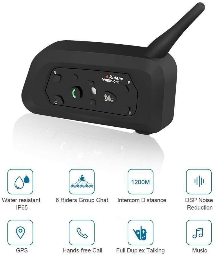 1/2X V6 BLUETOOTH MOTORCYCLE HELMET INTERCOM INTERPHONE HEADSET INTERCOMUNICADOR
