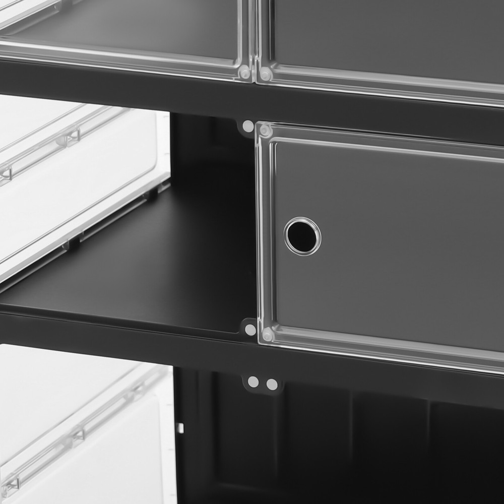 6 Tiers Shoe Storage Box Black Stackable Shoe Container Sneaker Organizer