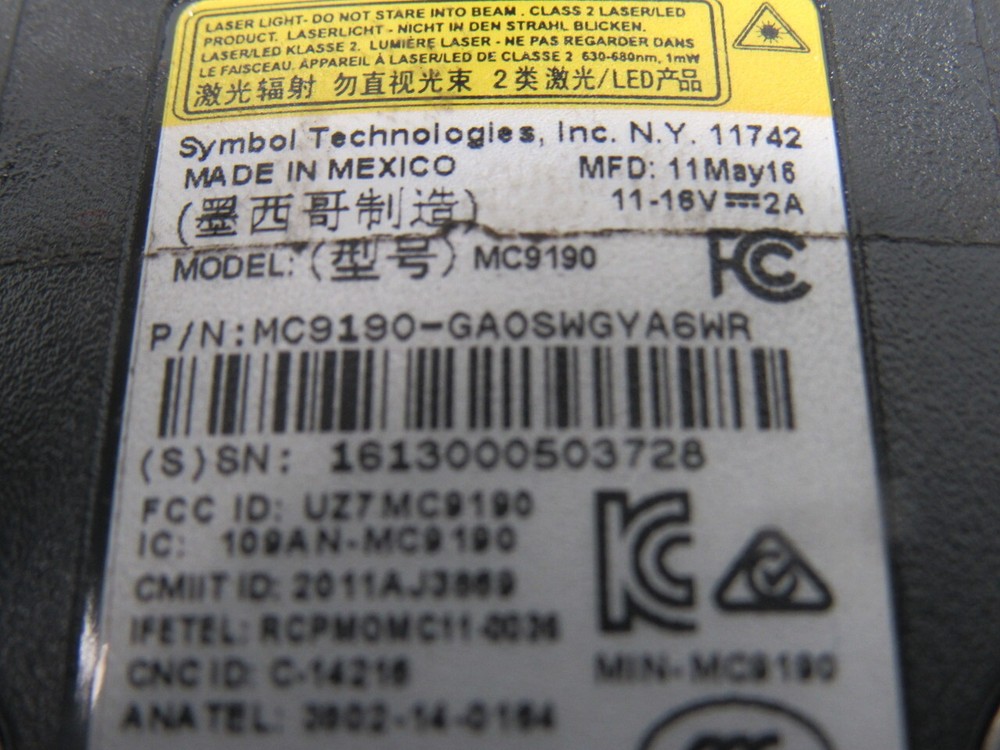 Symbol Technologies MC9190-GAOSWGYA6WR Computer Barcode Scanner W/Battery