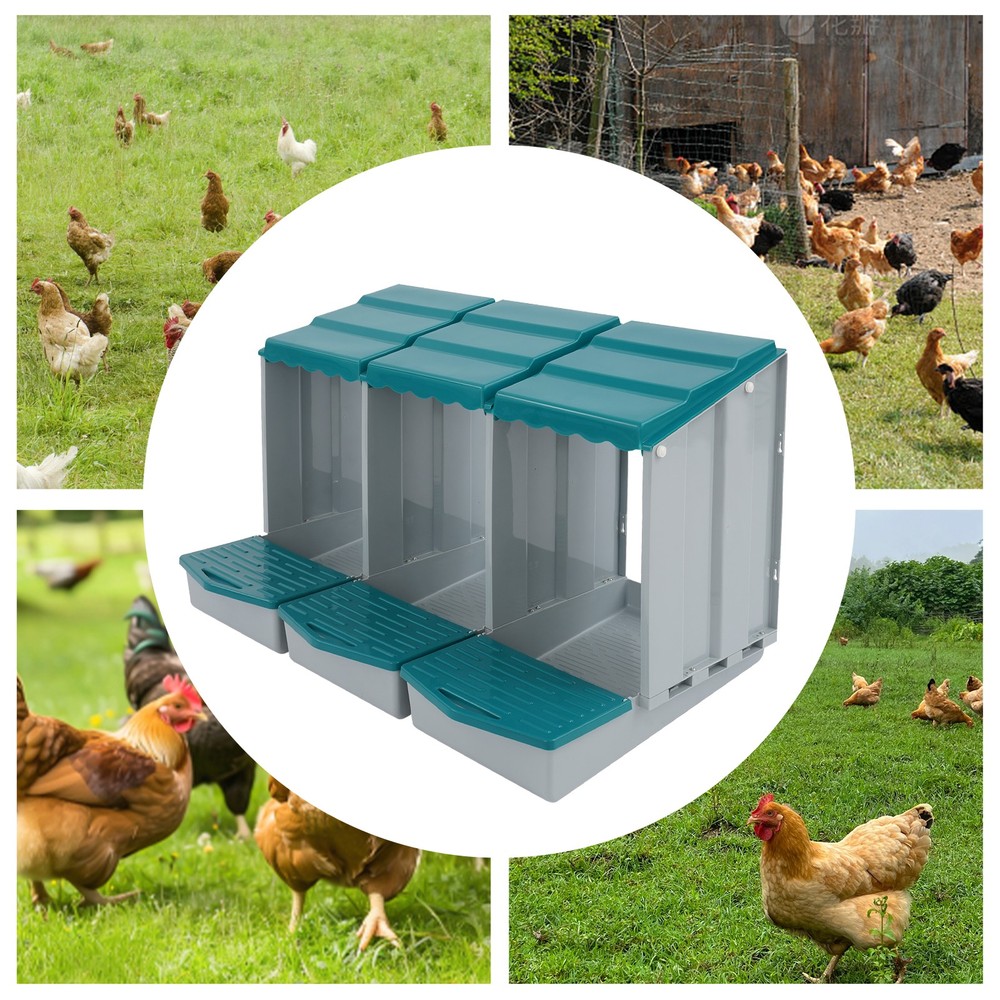 3-compartment Chicken Nesting Box Chicken Laying Box Hens Ducks Egg Collection